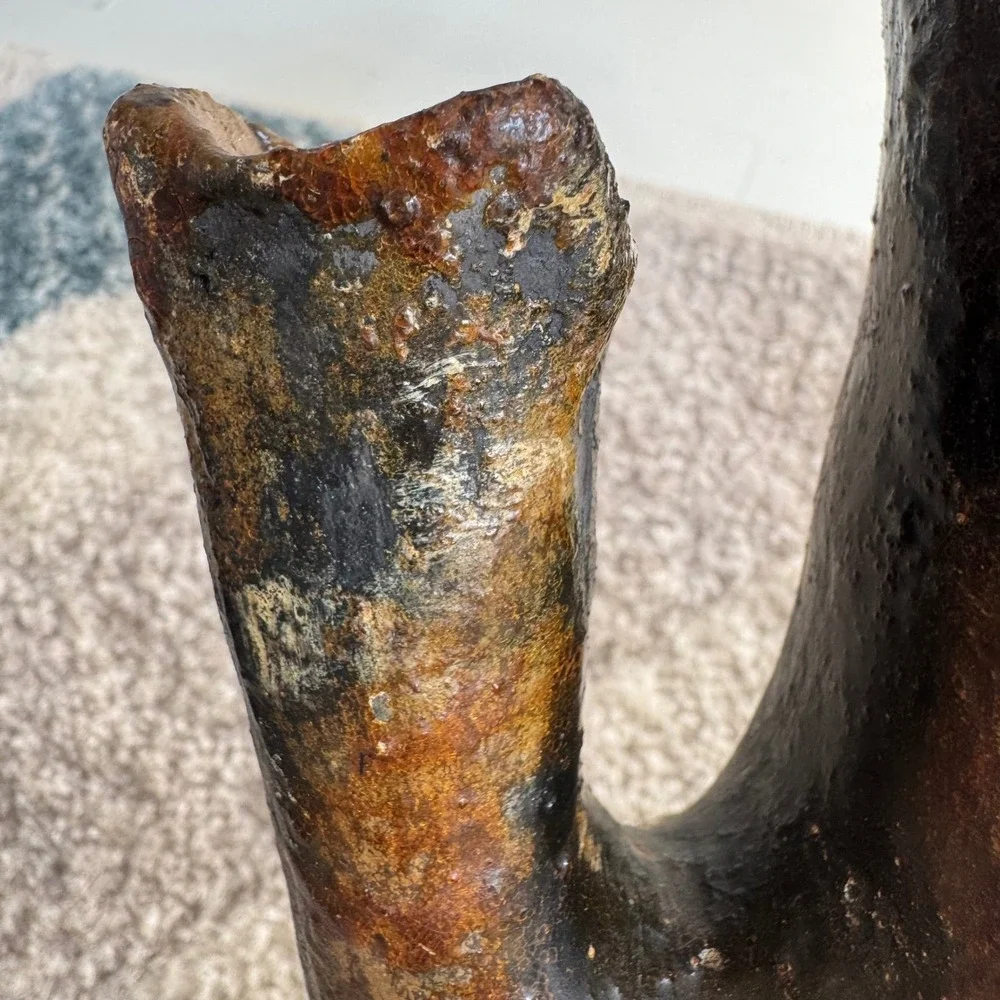 Vintage Navajo Pottery Wedding Vase Handcrafted Pitch Fired Brown Black‎